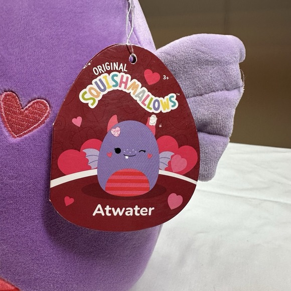 Squishmallows Atwater the Monster 8" Purple Valentines 2024 Soft Plush New - Picture 3 of 9